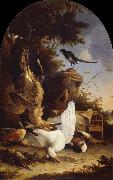 REMBRANDT Harmenszoon van Rijn A hunter-s Bag near a tree stump with a magpie,known as the contemplative Magpie USA oil painting reproduction